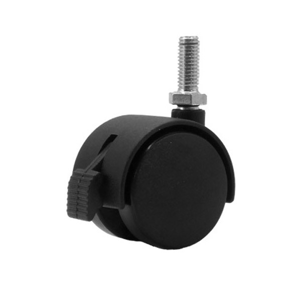 50mm Hooded Twin Wheel Castor with Brake - Screw-In Thread & Socket